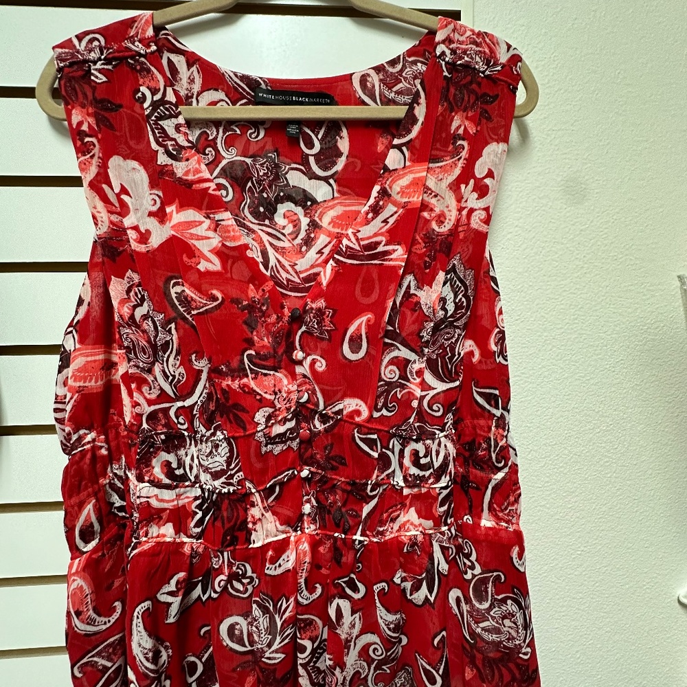 WHBM Red Floral Top